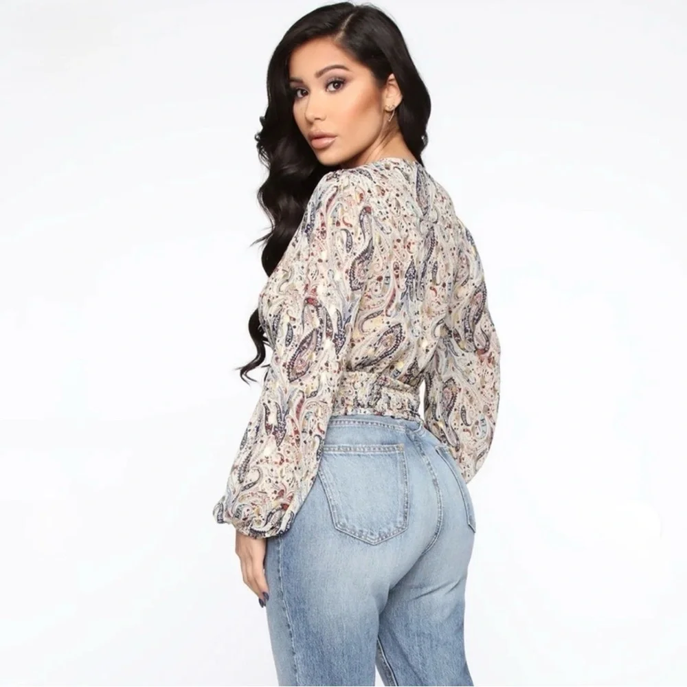 Fashion Nova Gold Flecks in Your Edges Crop Top, Paisley, XLarge, NWT - Picture 8 of 16